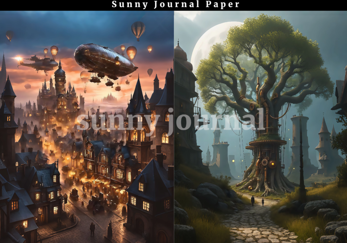 B0047-SteamPunk Background A5 paper 10pcs no repeat