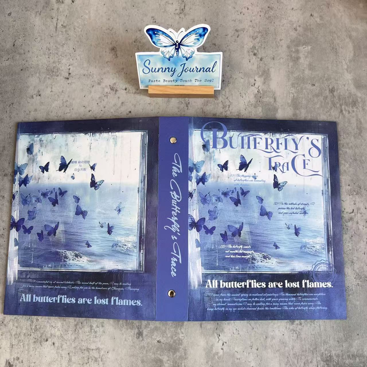 Sunny Pick--A5 Blue Butterfly Binder Storage Album (ONLY OUTER)