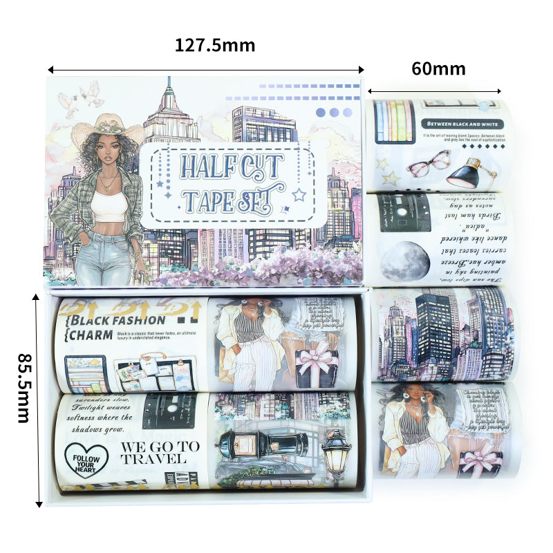 Tape Roll Set 《City Girls》4 rolls (2 roll PET+2 roll Washi)