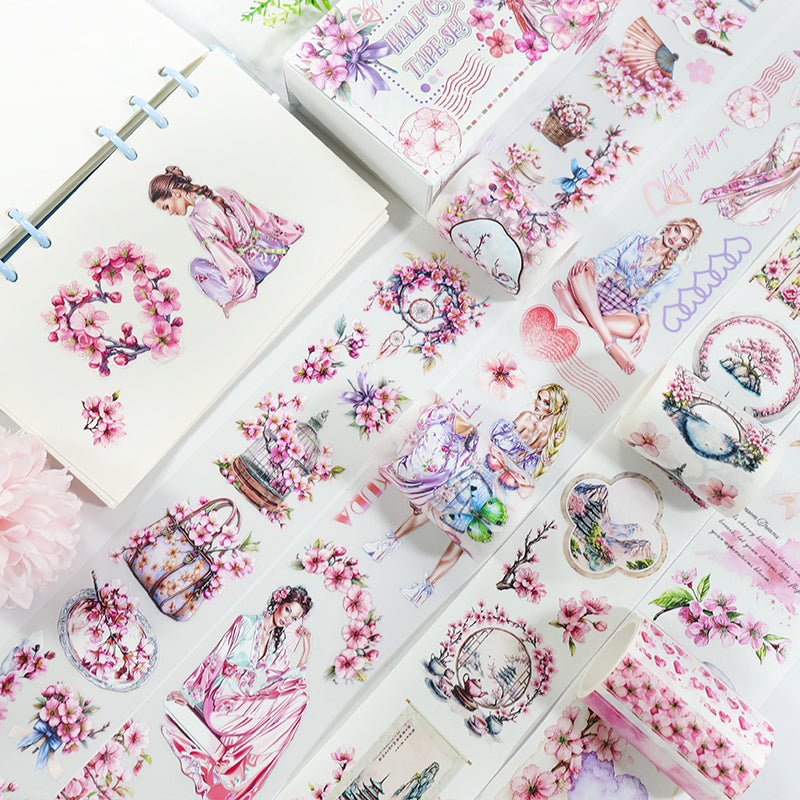 Tape Roll Set 《Cherry Blossom》4 rolls (2 roll PET+2 roll Washi)