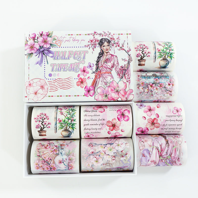 Tape Roll Set 《Cherry Blossom》4 rolls (2 roll PET+2 roll Washi)