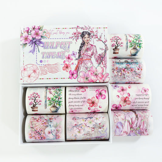 Tape Roll Set 《Cherry Blossom》4 rolls (2 roll PET+2 roll Washi)