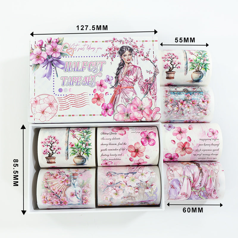 Tape Roll Set 《Cherry Blossom》4 rolls (2 roll PET+2 roll Washi)