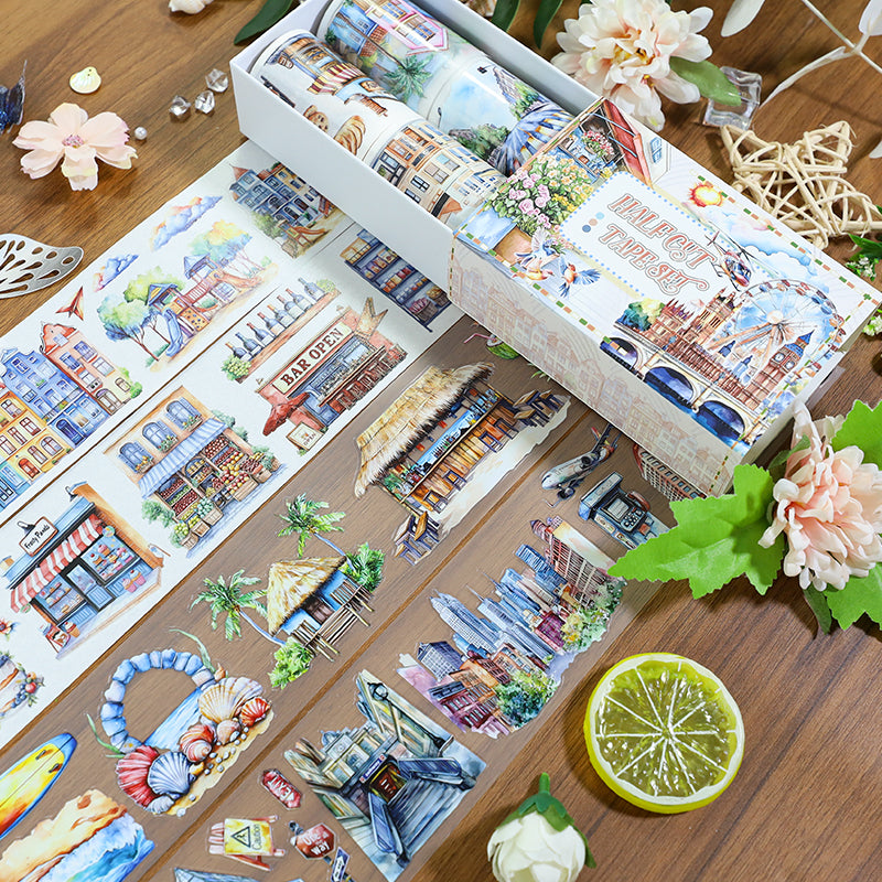 Tape Roll Set 《Colorful World》4 rolls (2 roll PET+2 roll Washi)