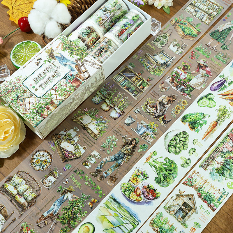 Tape Roll Set《Strawberry Garden》4 rolls (2 roll PET+2 roll Washi)