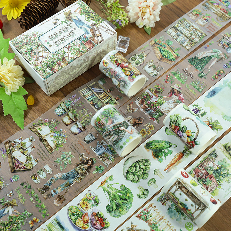 Tape Roll Set《Strawberry Garden》4 rolls (2 roll PET+2 roll Washi)