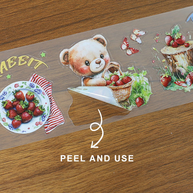Tape Roll Set《Strawberry Garden》4 rolls (2 roll PET+2 roll Washi)