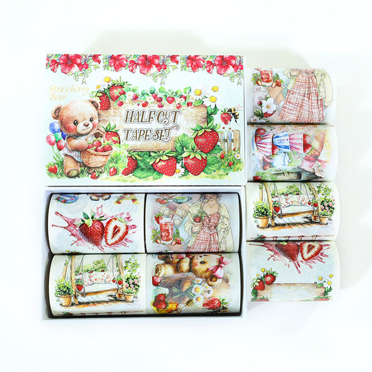 Tape Roll Set《Strawberry Garden》4 rolls (2 roll PET+2 roll Washi)