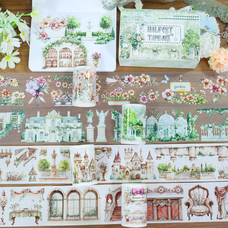 Tape Roll Set《Western Mansion》4 rolls (2 roll PET+2 roll Washi)