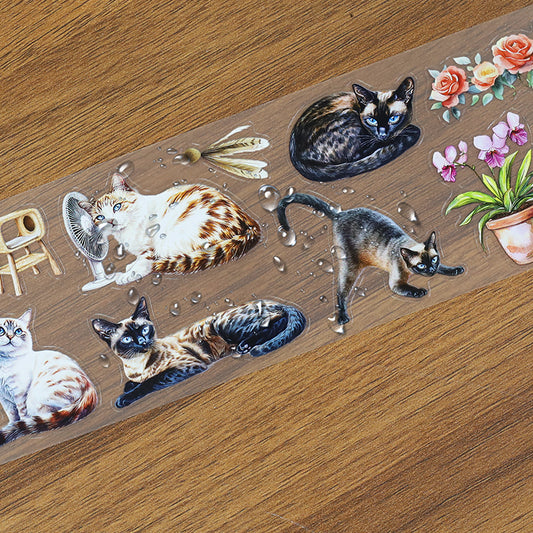 Tape Roll Set《Cute Playful Cat》4 PET Rolls