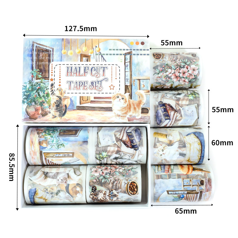 Tape Roll Set《Cute Playful Cat》4 PET Rolls