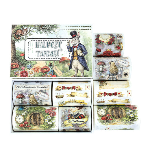 Tape Roll Set《Alice Magic Tea Party》4 rolls (2 roll PET+2 roll Washi)