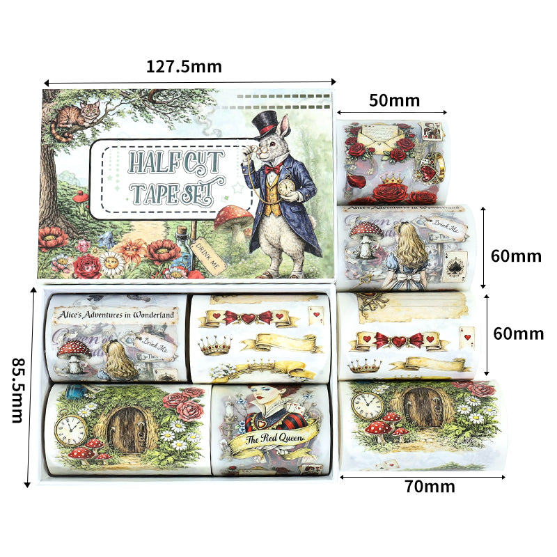 Tape Roll Set《Alice Magic Tea Party》4 rolls (2 roll PET+2 roll Washi)