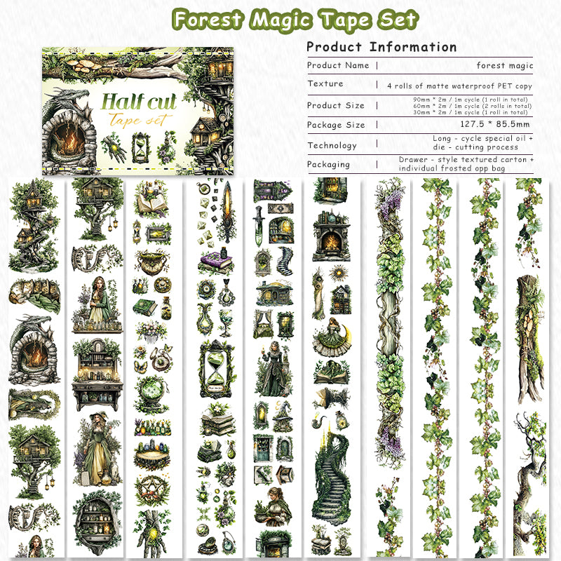 Tape Roll Set 《Forest Magic》4 rolls of PET