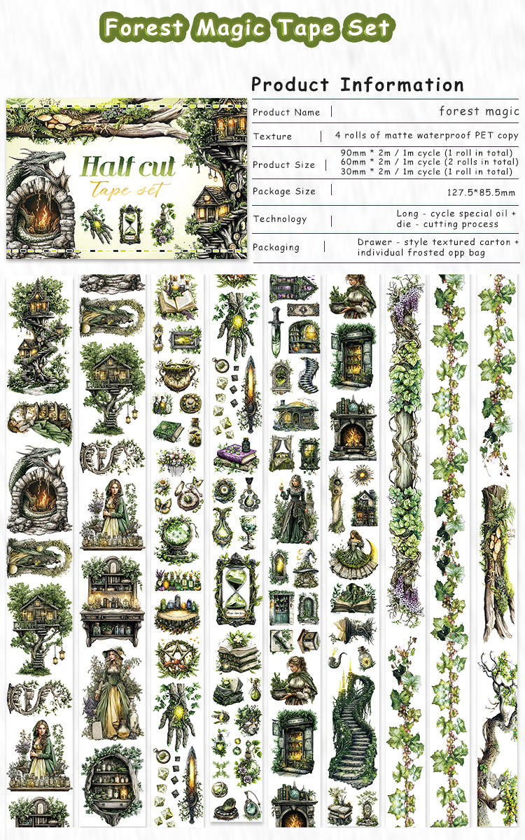 Tape Roll Set 《Forest Magic》4 rolls of PET