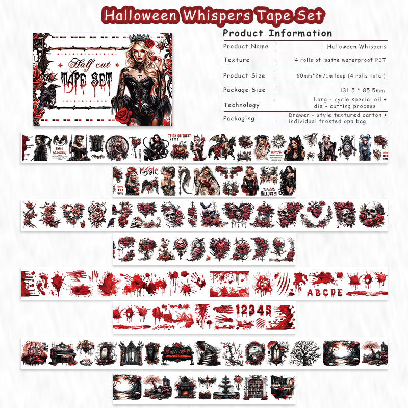 Tape Roll Set《Holloween Whisper》4 rolls of PET Tape