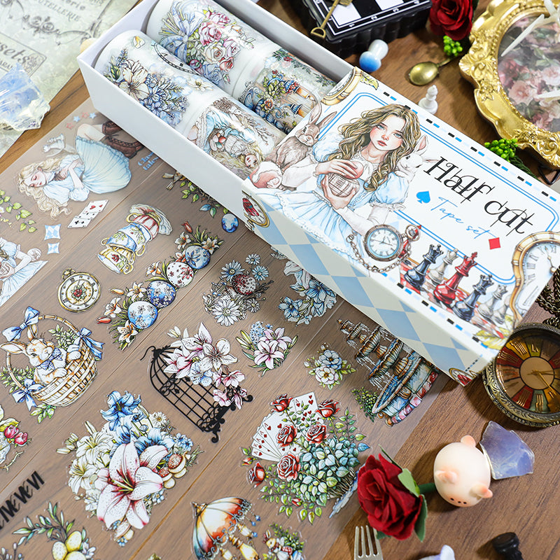 Tape Roll Set 《Fairy Blue Alice》PET Tape 4 rolls