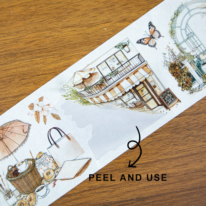 Tape Roll Set《Mellow Cafe Time》4 rolls (2 roll PET+2 roll Washi)