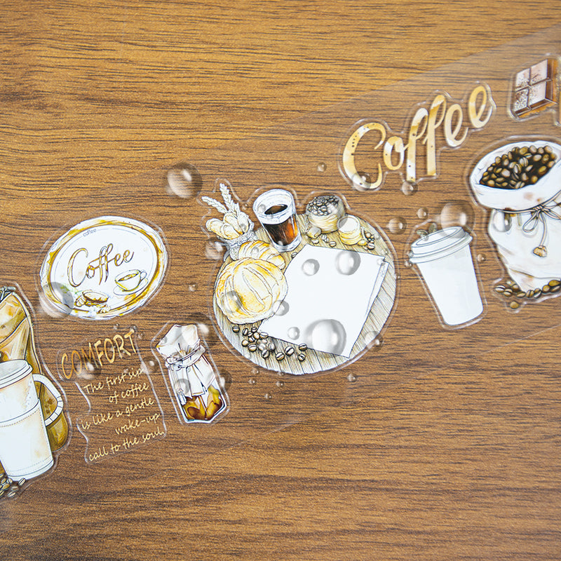 Tape Roll Set《Mellow Cafe Time》4 rolls (2 roll PET+2 roll Washi)