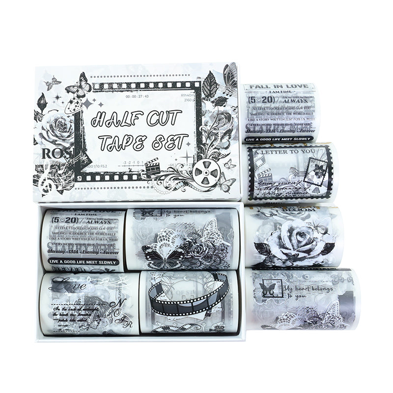Tape Roll Set《Black Pattern》4 PET Rolls