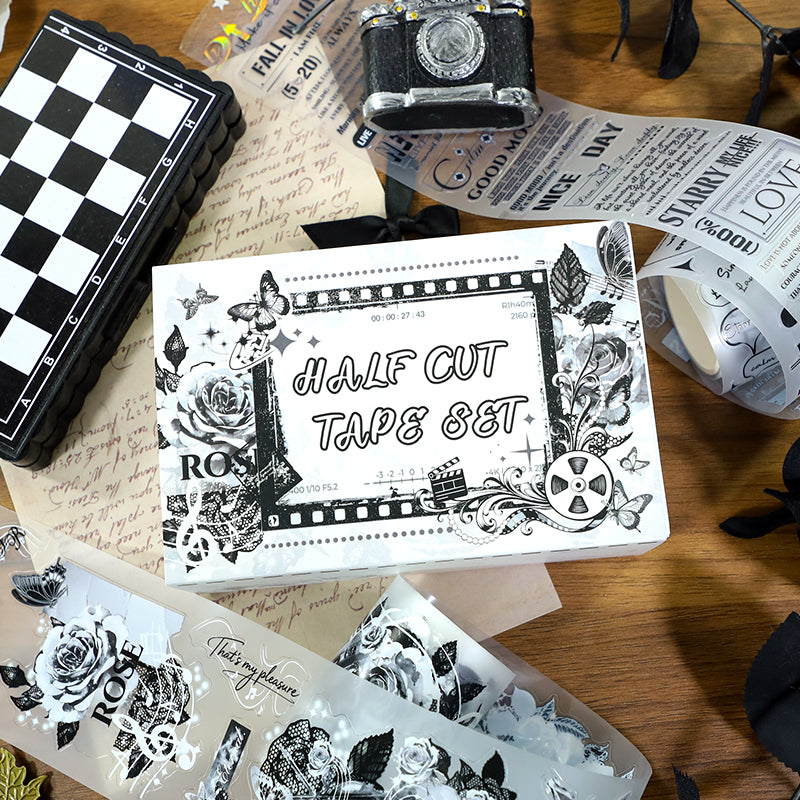 Tape Roll Set《Black Pattern》4 PET Rolls