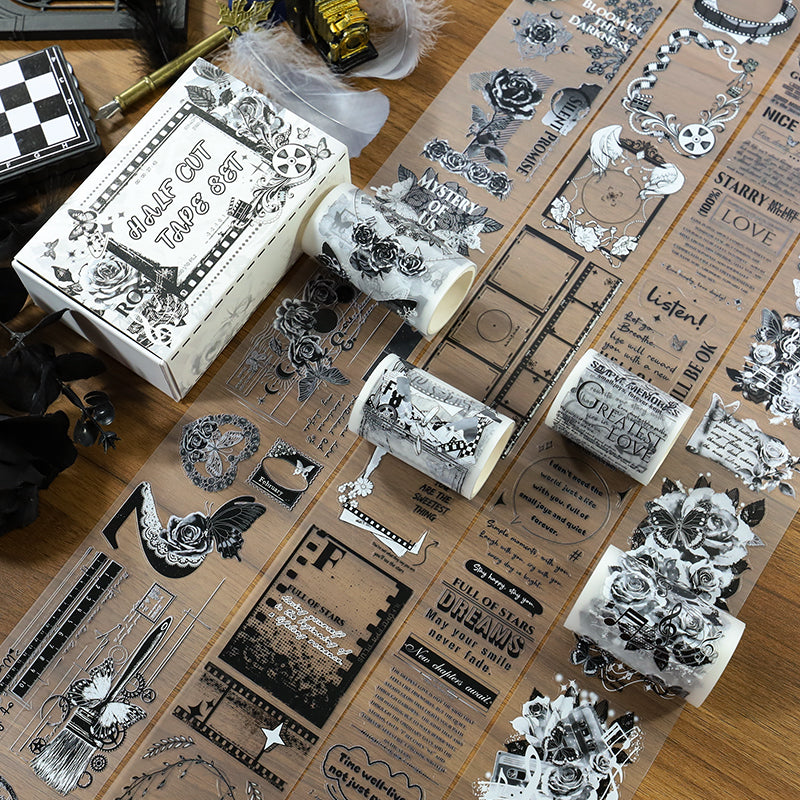 Tape Roll Set《Black Pattern》4 PET Rolls