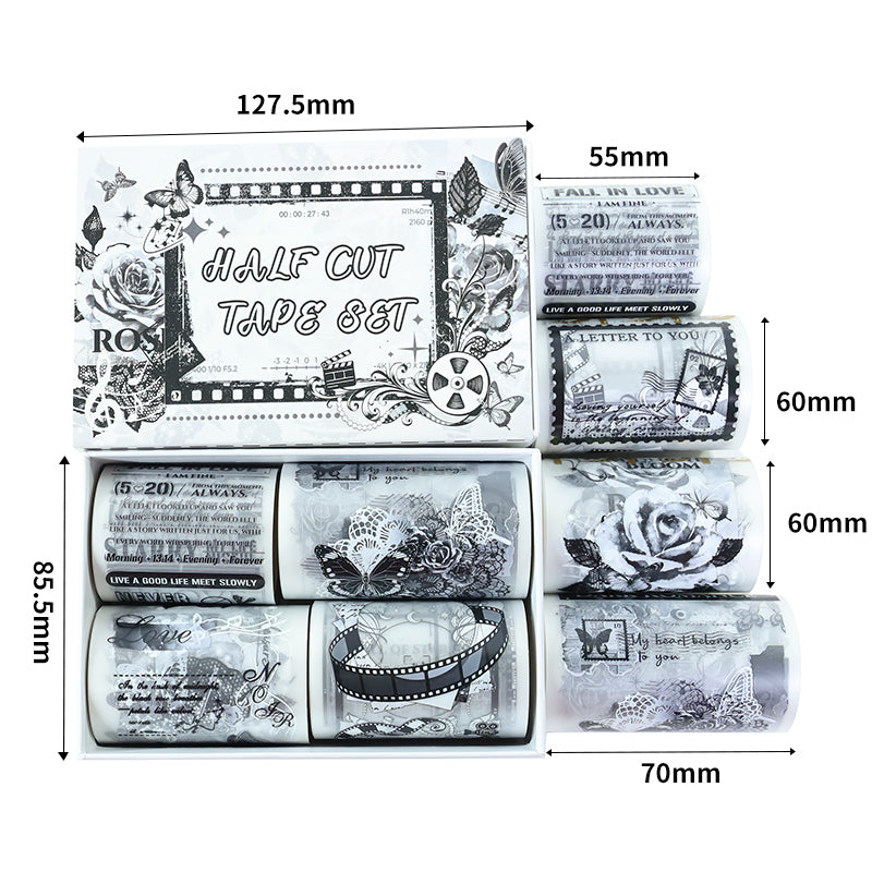 Tape Roll Set《Black Pattern》4 PET Rolls