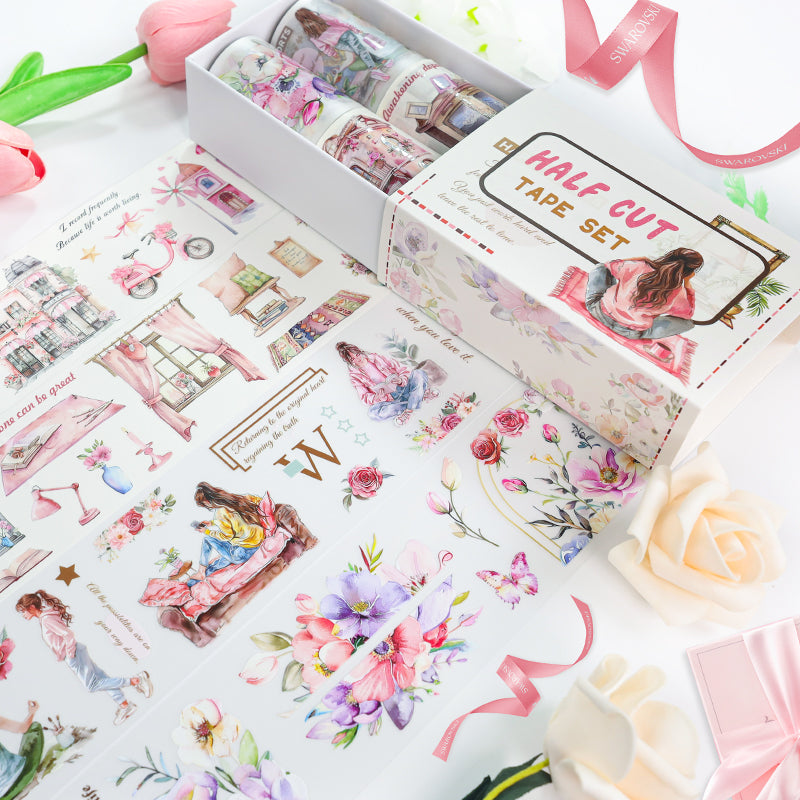 Tape Roll Set《Pink Moment》4 rolls (2 roll PET+2 roll Washi)