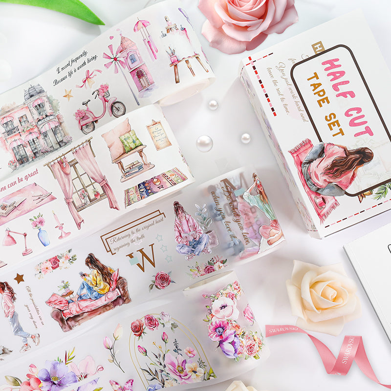 Tape Roll Set《Pink Moment》4 rolls (2 roll PET+2 roll Washi)