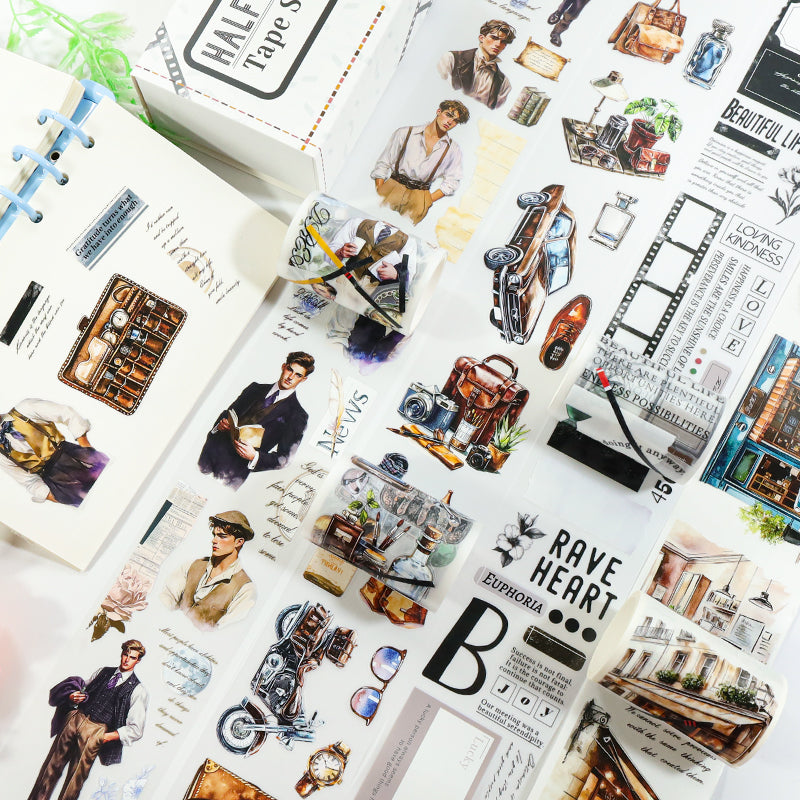 Tape Roll Set《Vintage Gentleman》4 rolls (3 roll PET+1 roll Washi)