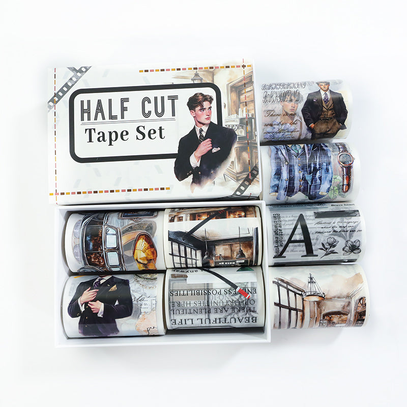 Tape Roll Set《Vintage Gentleman》4 rolls (3 roll PET+1 roll Washi)