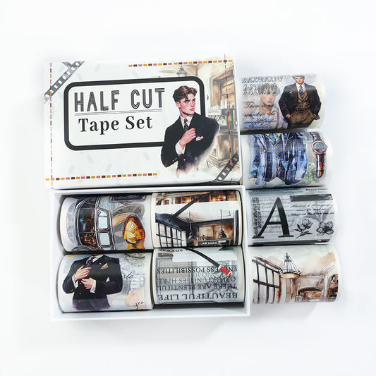 Tape Roll Set《Vintage Gentleman》4 rolls (3 roll PET+1 roll Washi)