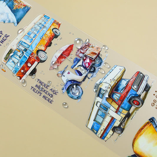 Tape Roll Set《Road Trip》4 rolls (3 roll PET+1 roll Washi)