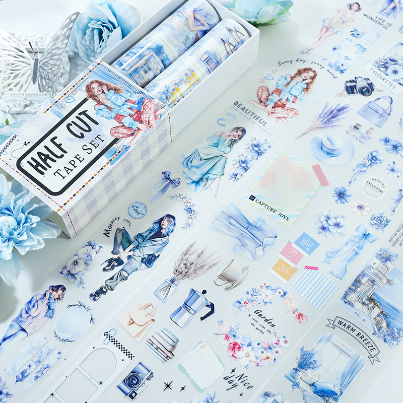 Tape Roll Set《Azure Blue》4 PET Rolls