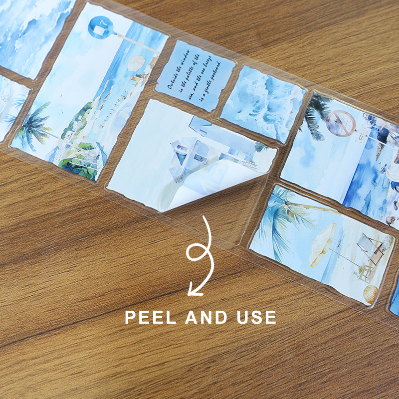 Tape Roll Set《Seaside Town》4 rolls (3 roll PET+1 roll Washi)
