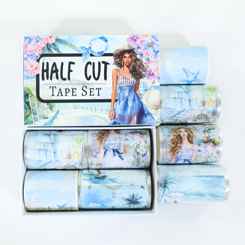 Tape Roll Set《Seaside Town》4 rolls (3 roll PET+1 roll Washi)