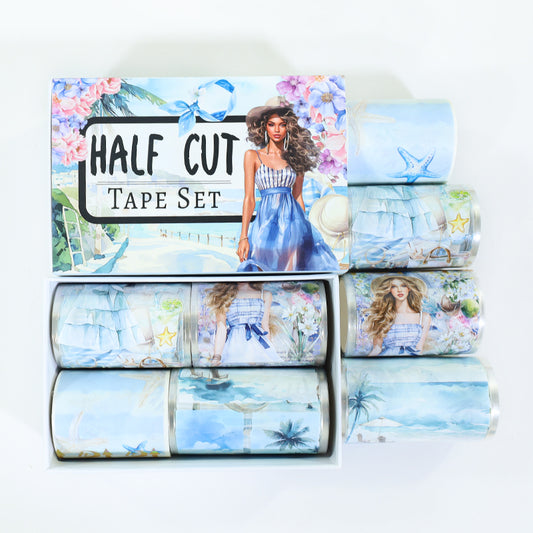 Tape Roll Set《Seaside Town》4 rolls (3 roll PET+1 roll Washi)