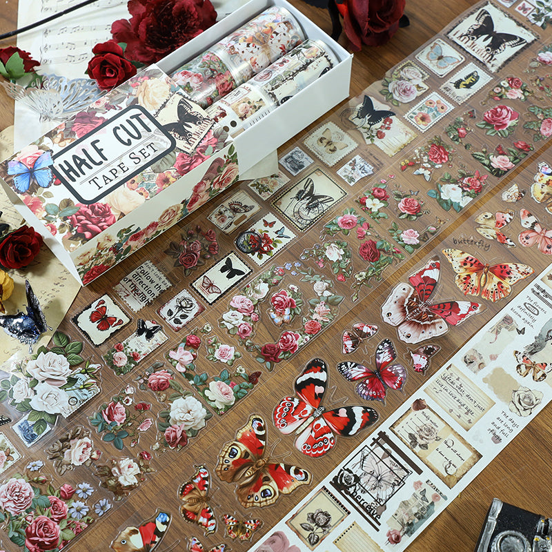 Tape Roll Set 《Butterfly Envelope》4 rolls (2 roll PET+2 roll Washi)