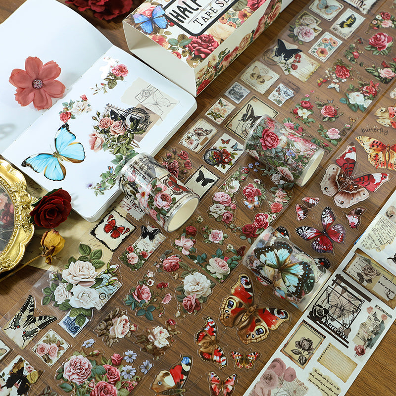 Tape Roll Set 《Butterfly Envelope》4 rolls (2 roll PET+2 roll Washi)