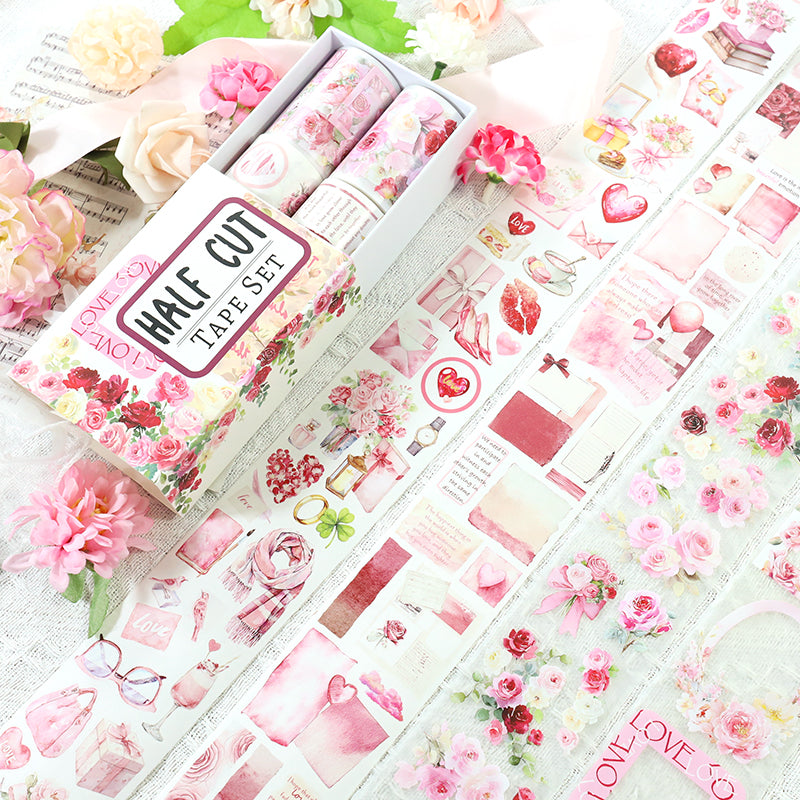 Tape Roll Set《Only Pink》4 rolls (2 roll PET+2 roll Washi)