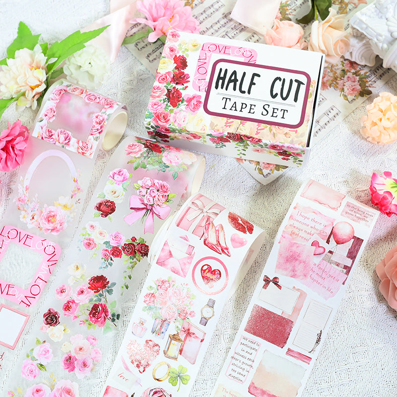 Tape Roll Set《Only Pink》4 rolls (2 roll PET+2 roll Washi)