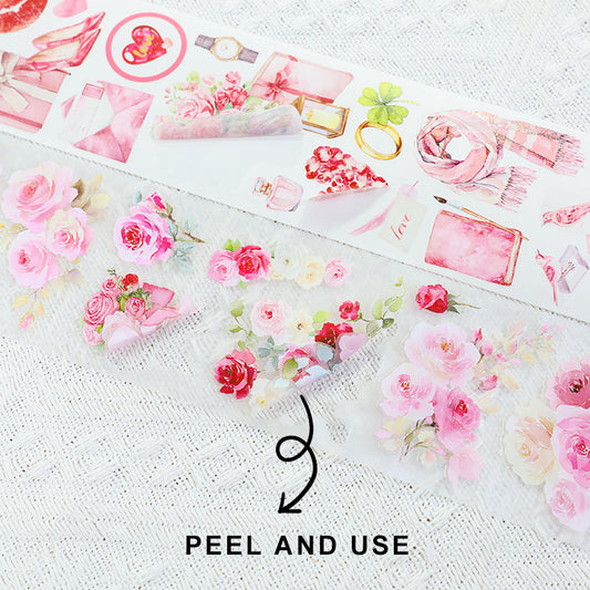 Tape Roll Set《Only Pink》4 rolls (2 roll PET+2 roll Washi)