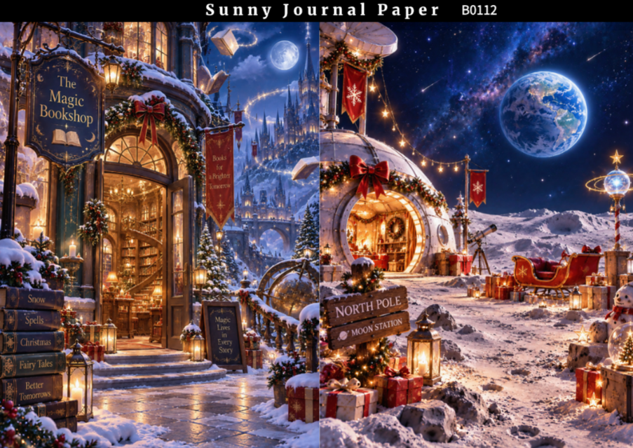 B0112-Enchanted Fantasy Chirstmas A5 paper 10pcs no repeat