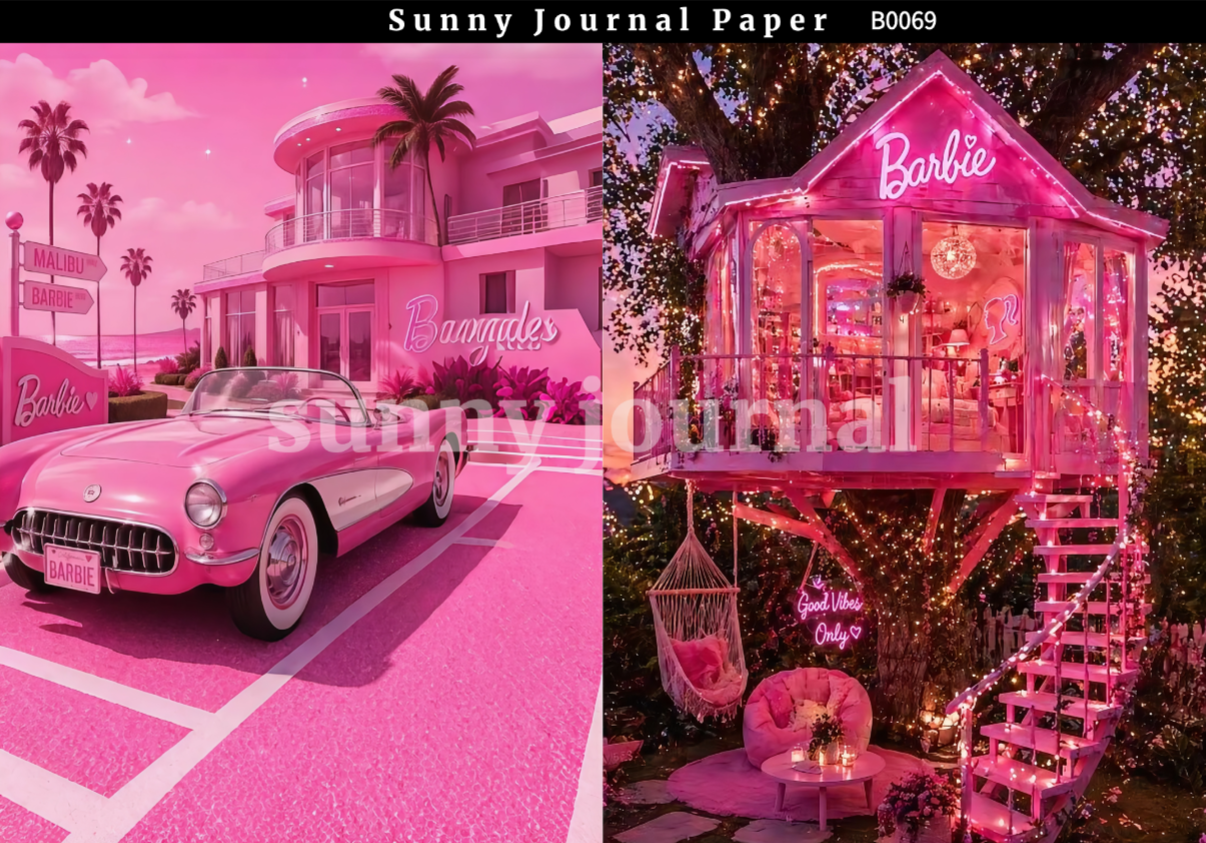 B0069-Barbie's Pink World Paper A5 paper 10pcs no repeat