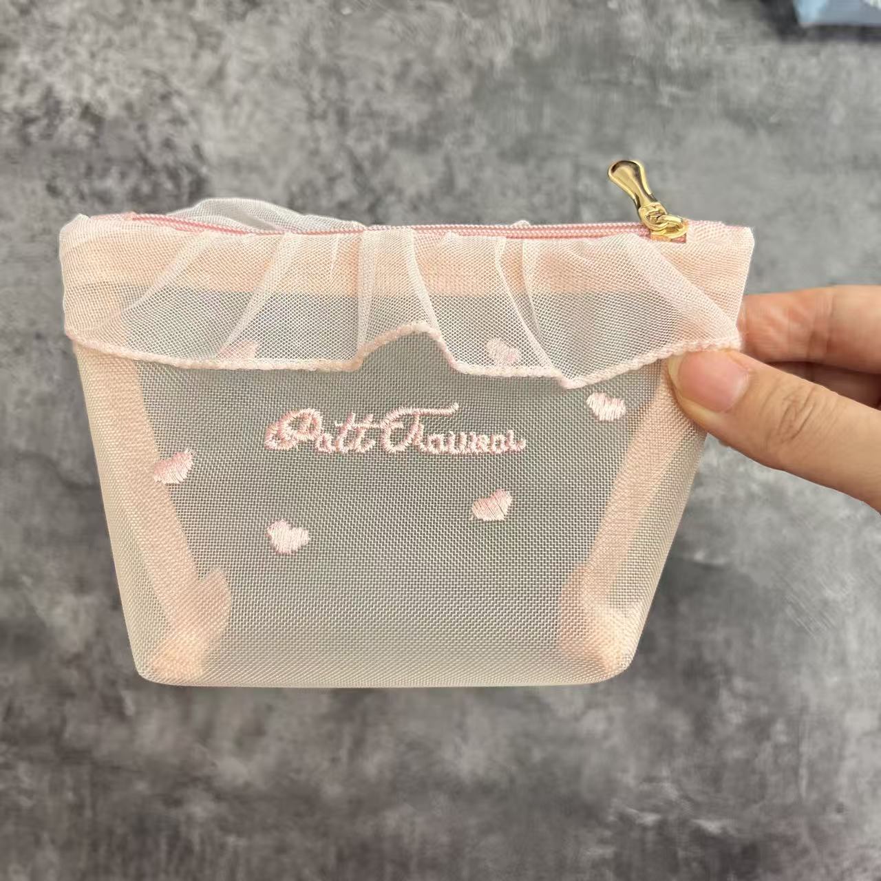 Embroidered zipper Small storage Tape Bag