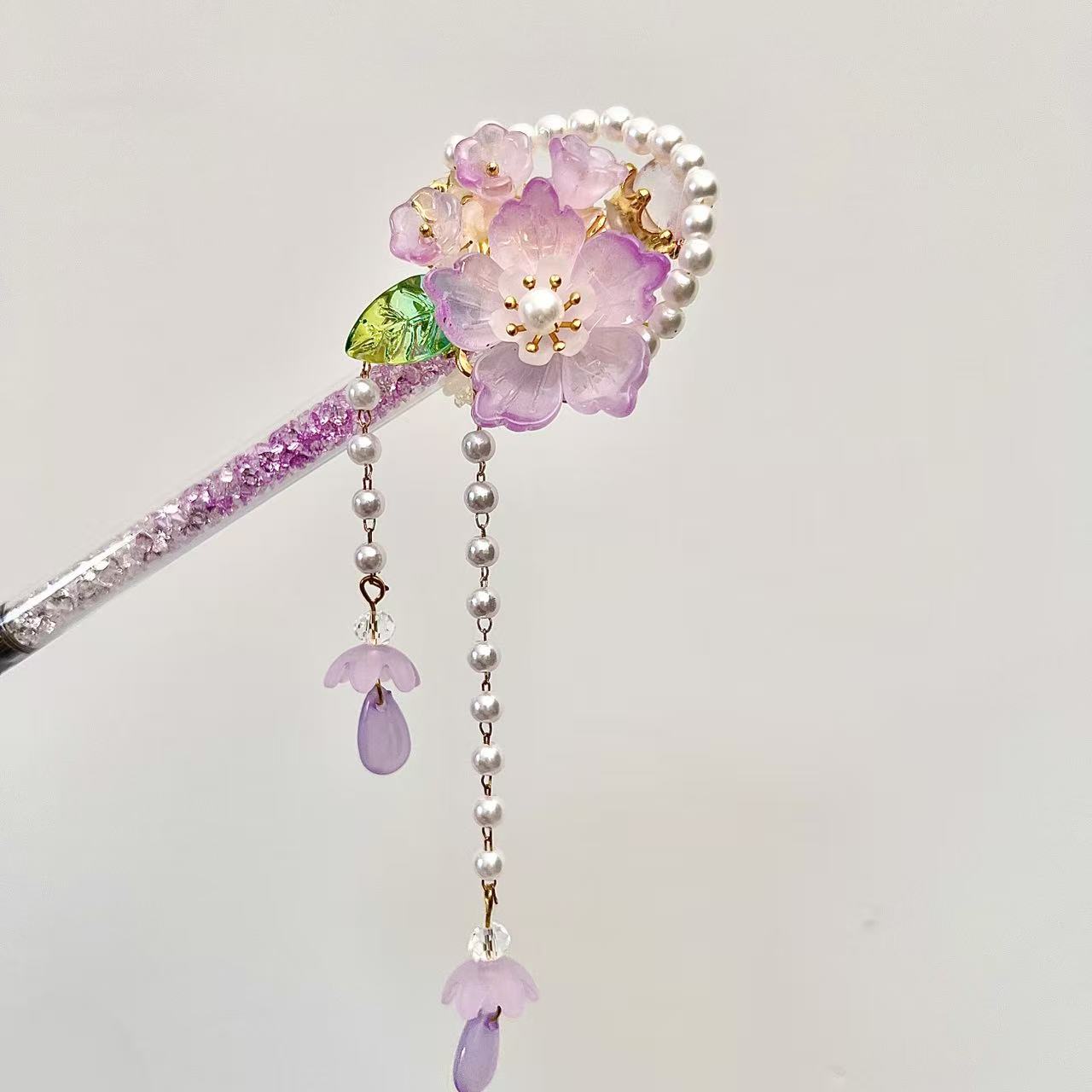 Handmade Purple Flower Carving Knife Pen Cutter for Journaling