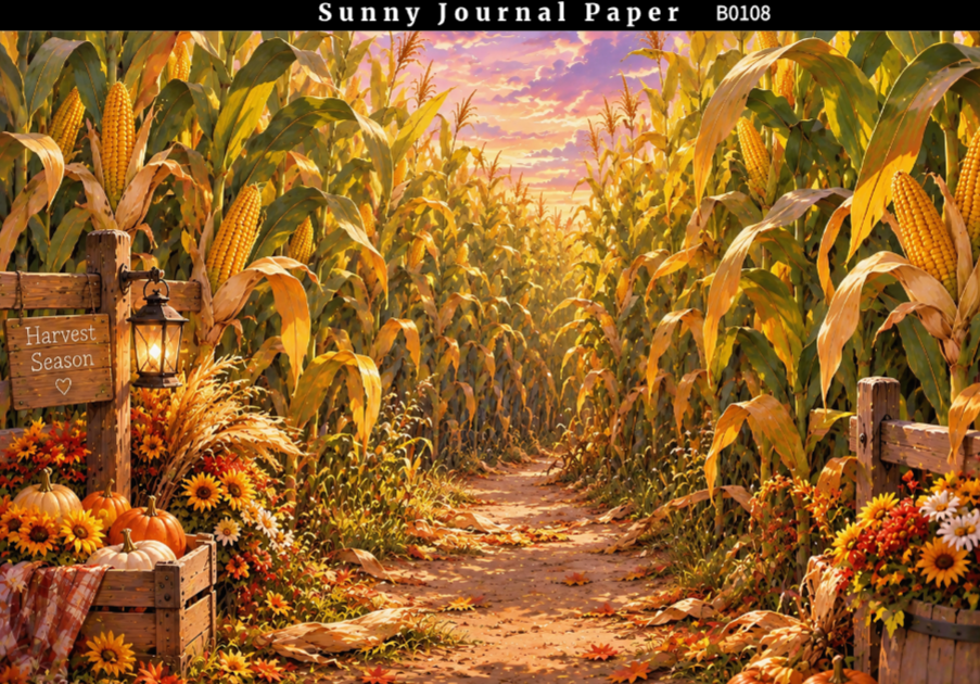 B0108-Autumn Scenery Horizontal A5 paper 10pcs no repeat