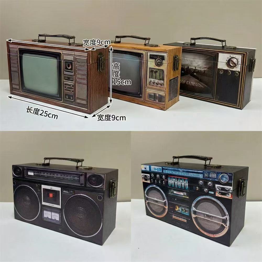 D0024 Vintage TV/Punk/Radio Wooden Tape Boom Box
