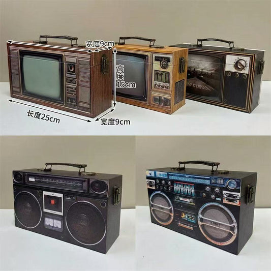 D0024 Vintage TV/Punk/Radio Wooden Tape Boom Box