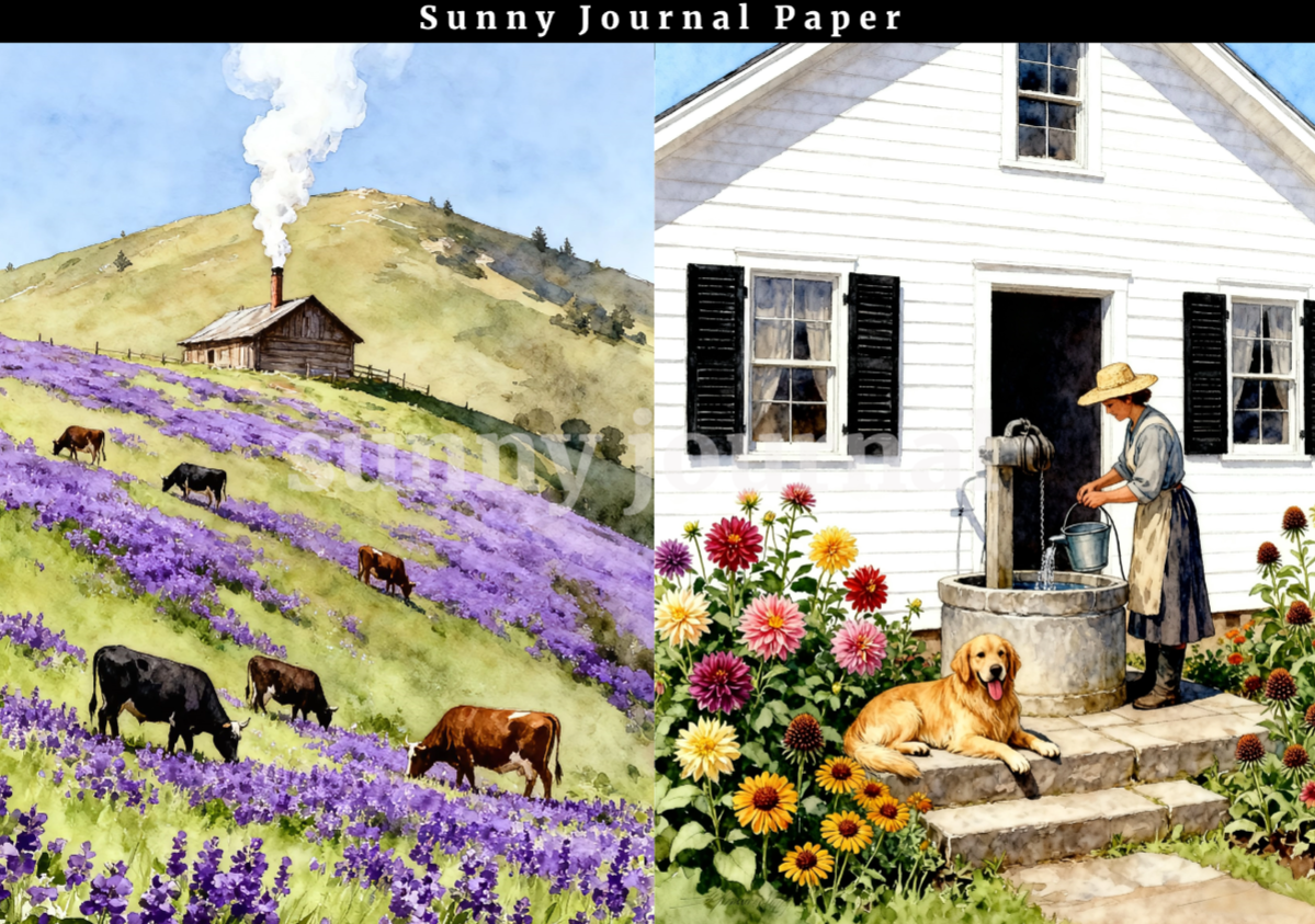 B0027-Autumn Harvest Farm 20 images A5 paper no repeat